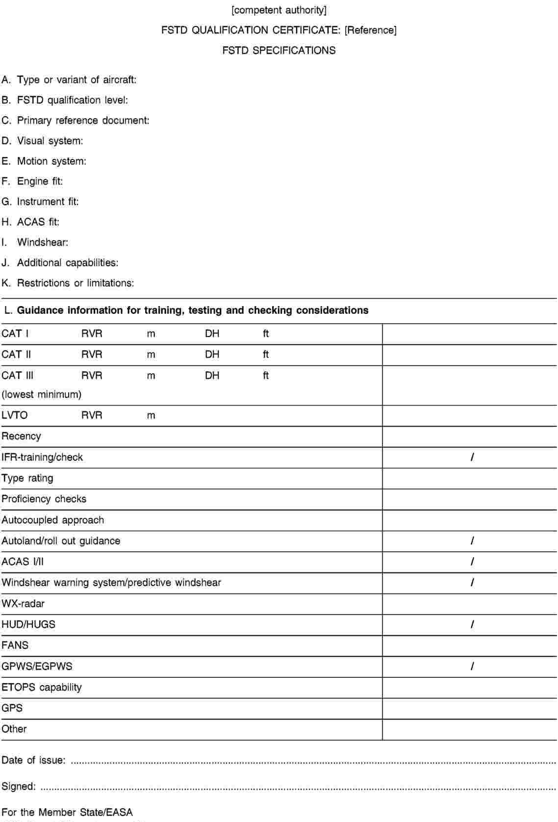 Appendix IV to ANNEX VI (Part-ARA) - Flight simulation training device ...
